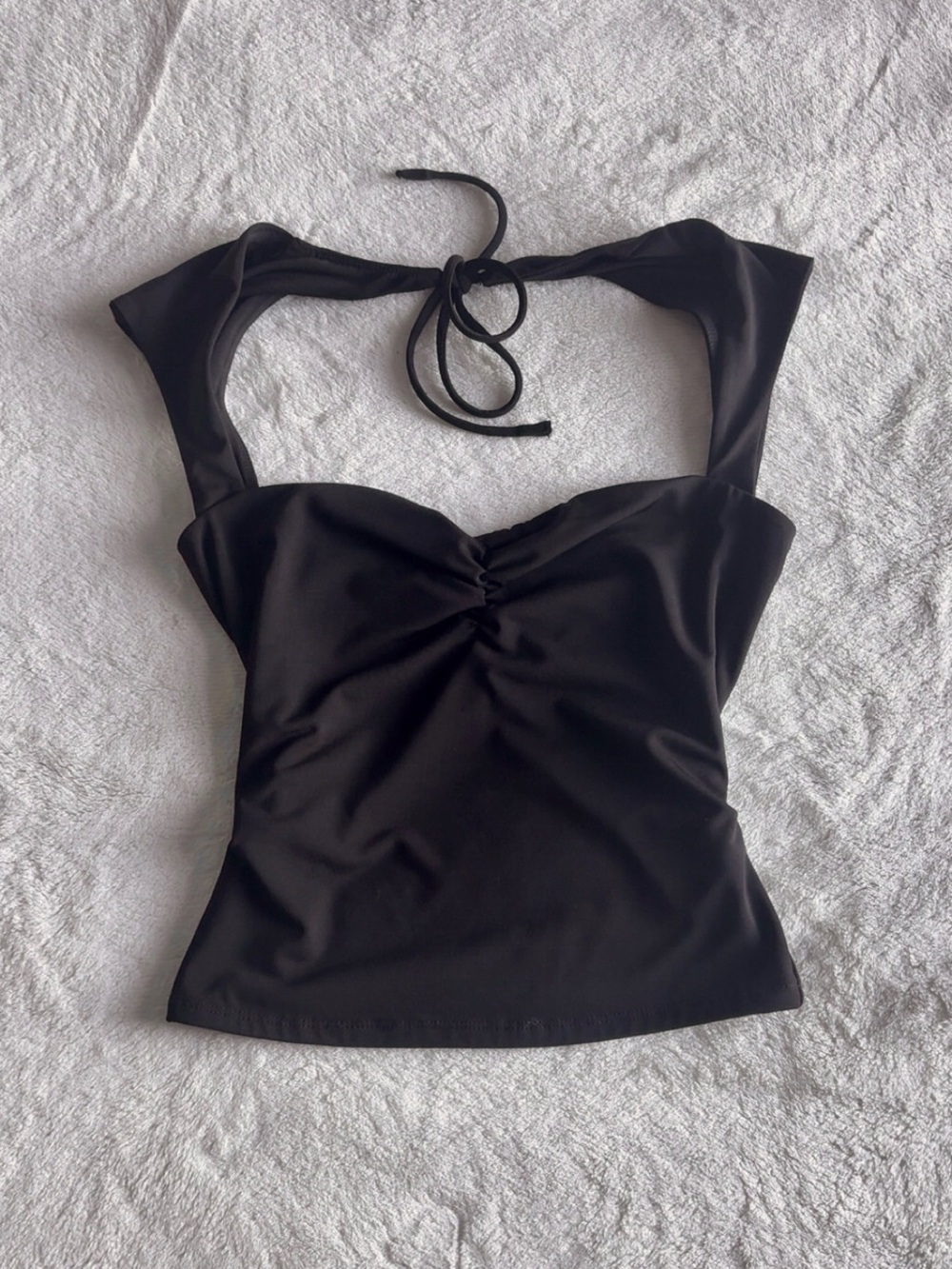 garage black talina square neck halter top